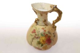 Royal Worcester blush ivory jug, with 'coral' handle,