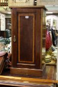 Edwardian mahogany and satinwood banded pot cupboard