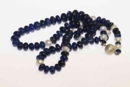 Sapphire and cultured pearl necklace
