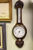 Carved oak banjo barometer