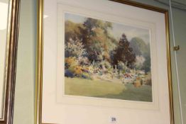 Frank Dean, A Summer Garden, watercolour, signed lower right, 30cm by 40cm,
