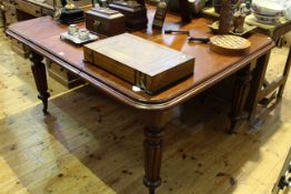 Victorian mahogany extending dining table, leaf and winder on turned fluted legs,