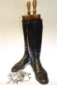 Pair of black leather gentleman's riding boots with Tom Hill,