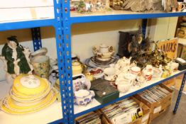 Collection of silver-plated ware, various china including Staffordshire figures and dogs, teaware,