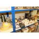Collection of silver-plated ware, various china including Staffordshire figures and dogs, teaware,