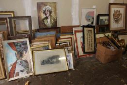 Ex dealer's stock of paintings, etchings, prints and frames.