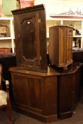 Four various oak corner cabinets