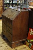 Antique oak three drawer bureau, 68.