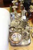 Collection of silver-plate including candlesticks