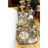 Collection of silver-plate including candlesticks