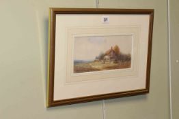 Harry Goodwin, Thatched Cottage, watercolour, signed lower left, 13cm by 26cm,