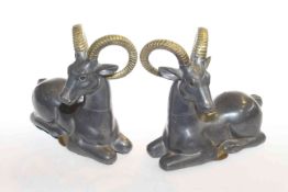 Pair of metal antelope ornaments