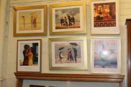Set of seven framed Jack Vettriano Portland Gallery prints