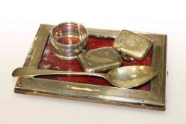 Silver picture frame, silver spoon,