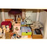 Bisque figures, lamps, books, pictures,