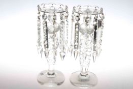 Pair of crystal glass table lustres,