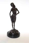 Modern bronze of lady on marble base