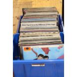 Two boxes of vinyl including Hollies, Beatles,