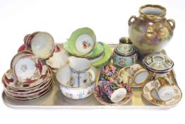 Cabinet cups and saucers including New Chelsea, Japanese vase,