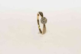 9 carat yellow gold and diamond cluster ring,