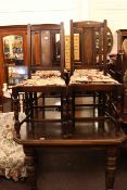 Late Victorian turned leg dining table and six oak dining chairs