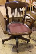 Early 20th Century oak swivel office desk chair