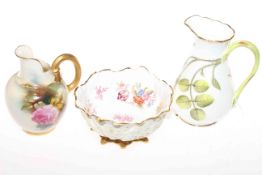 Two Royal Worcester jugs and a Copelands china bowl (3)