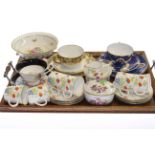 Set of six Wellington China coffee cups and saucers, cream jug and sugar bowl, rose decorated trio,