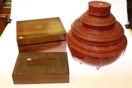 Victorian walnut writing box,