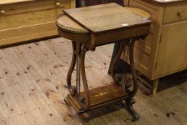 19th Century French inlaid games table with lyre supports (in need of restoration)