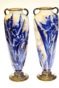 Large pair of Doulton Burslem blue and gilt vase, 31.