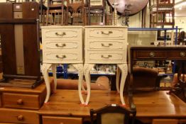 Pair Louis style three drawer pedestal chests, mahogany sofa coffee table,