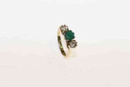 9 carat gold, emerald and diamond ring,