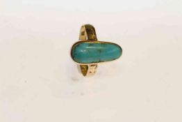 Turquoise ring, stamped 18,