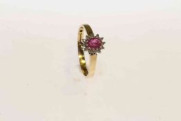 9 carat gold, ruby and diamond ring,