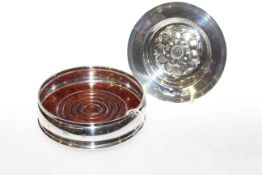 Silver mounted coaster and a silver dish (2)