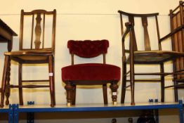 Art Nouveau style inlaid open armchair,