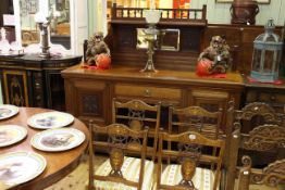Late Victorian carved walnut mirror back sideboard,