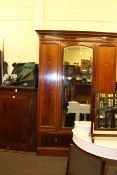 Edwardian inlaid mahogany mirror door wardrobe and 19th Century oak corner wall cabinet (2)