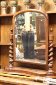 Victorian mahogany toilet mirror with twist supports