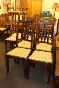 Set of six mahogany sabre leg dining chairs and set of four 1920's oak dining chairs (10)
