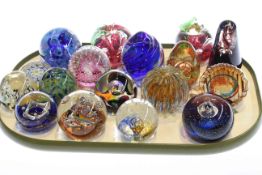 Collection of seventeen glass paperweights