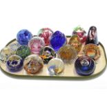 Collection of seventeen glass paperweights