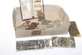 Silver-gilt Masonic jewel, coins, tokens,