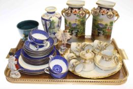Moorcroft vase, Wedgwood partial tea service, pair of Noritake vases,