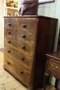 Victorian mahogany chest of two short above four long drawers on bun feet,