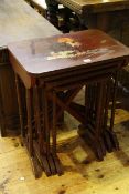 Oriental lacquered nest of four tables