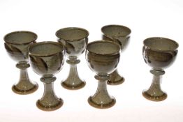 Set of six David Lloyd Jones (1928-1994) stoneware goblets
