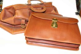 Leather holdall and Cheney leather briefcase