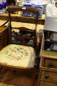 Edwardian inlaid mahogany open armchair stamped no.